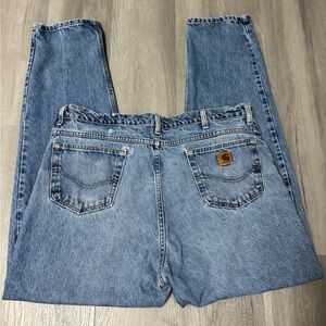 Carhartt Classic Distressed Blue Denim Jeans Men’s Size 42x34